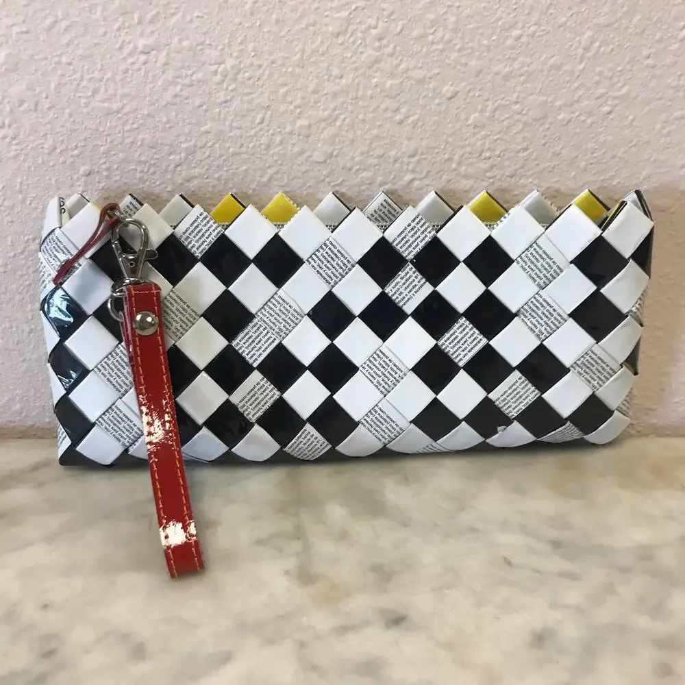 90s Nahui Ollin Artisan handcrafted recycled candy wrapper wristlet